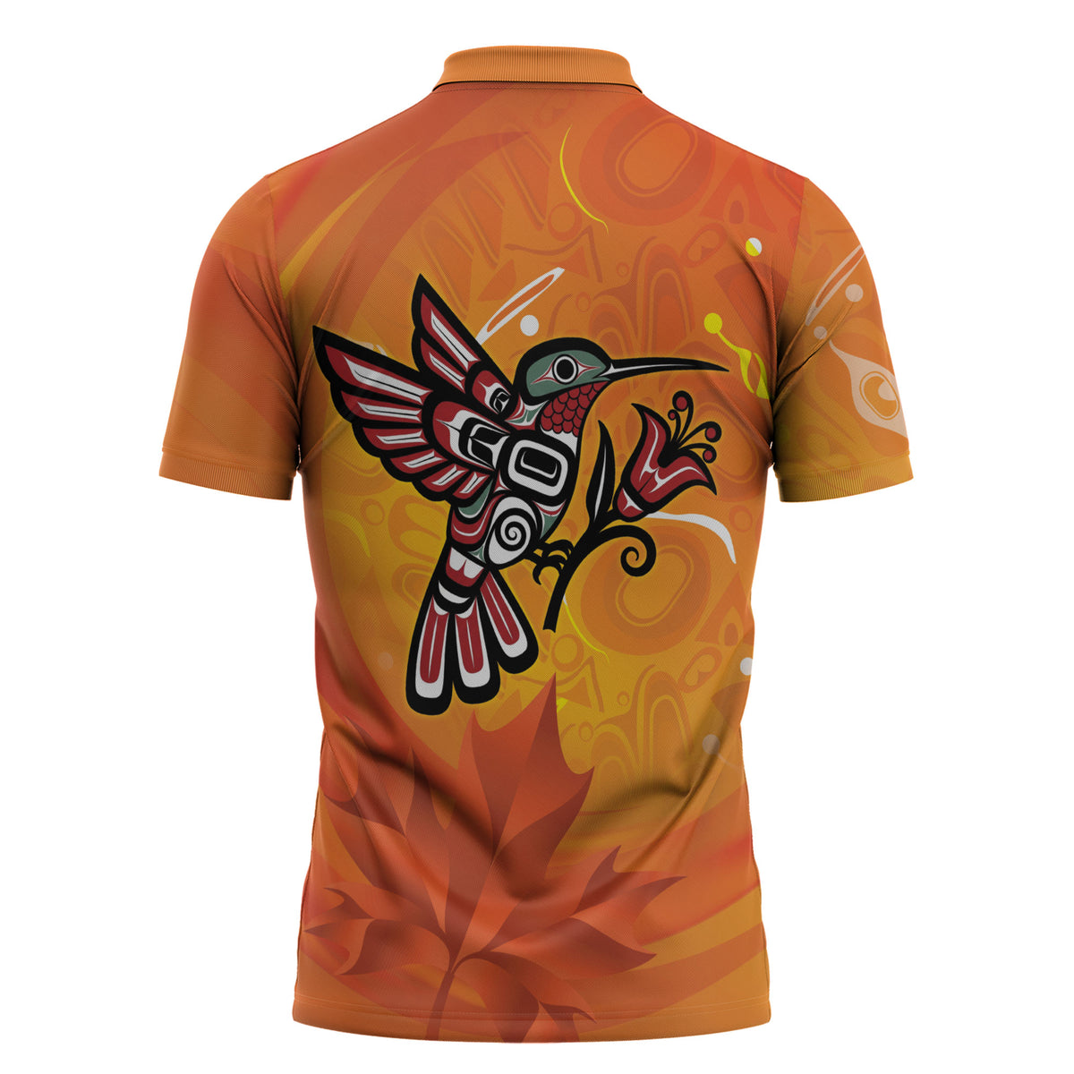Indigenous Orange Day All Children Matters Support Zipper Polo Shirt Canadian Haida Hummingbird