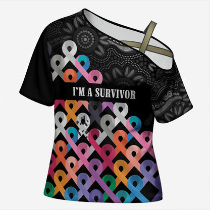 Australia Cancer Survivor Personalised Cross Shoulder Shirt I’m A Survivor All Cancer
