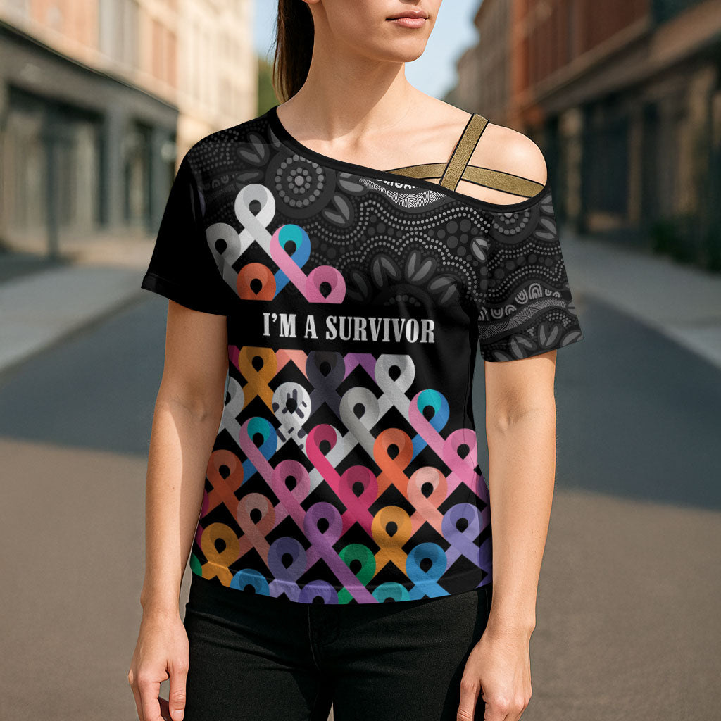 Australia Cancer Survivor Personalised Cross Shoulder Shirt I’m A Survivor All Cancer