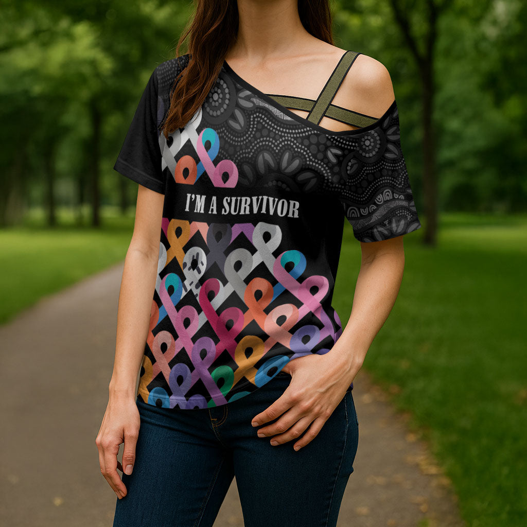 Australia Cancer Survivor Personalised Cross Shoulder Shirt I’m A Survivor All Cancer