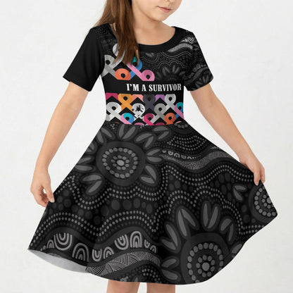 Australia Cancer Survivor Personalised Kid Short Sleeve Dress I’m A Survivor All Cancer