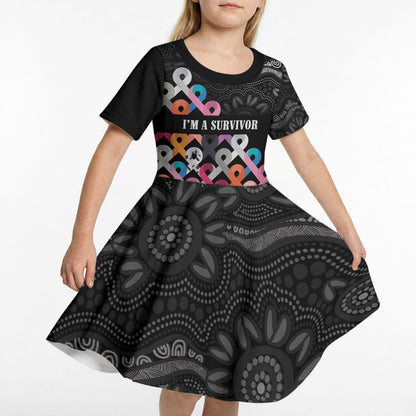 Australia Cancer Survivor Personalised Kid Short Sleeve Dress I’m A Survivor All Cancer