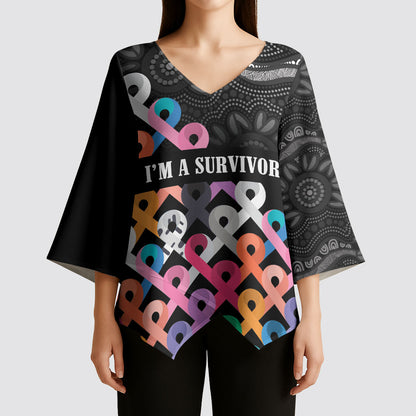 Australia Cancer Survivor Personalised Kimono Sleeve Blouse I’m A Survivor All Cancer