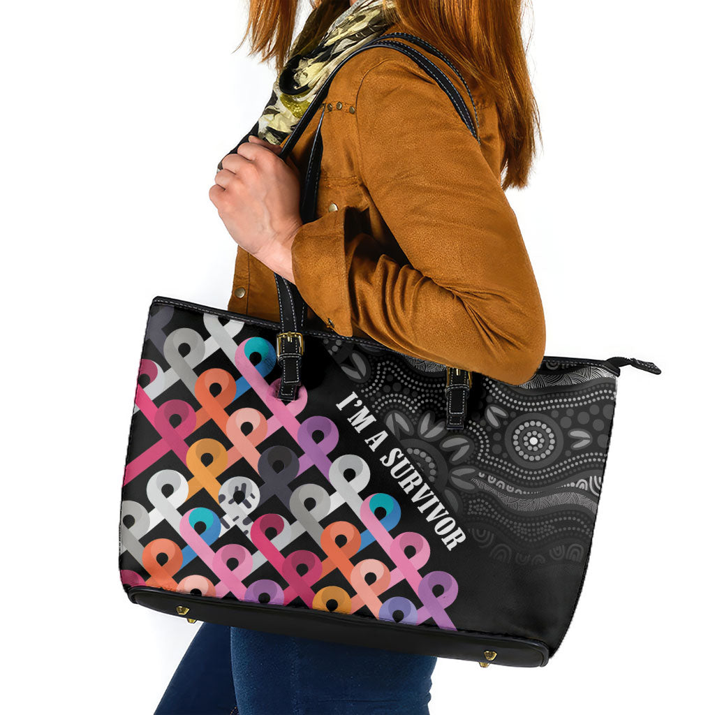 Australia Cancer Survivor Leather Tote Bag I’m A Survivor All Cancer
