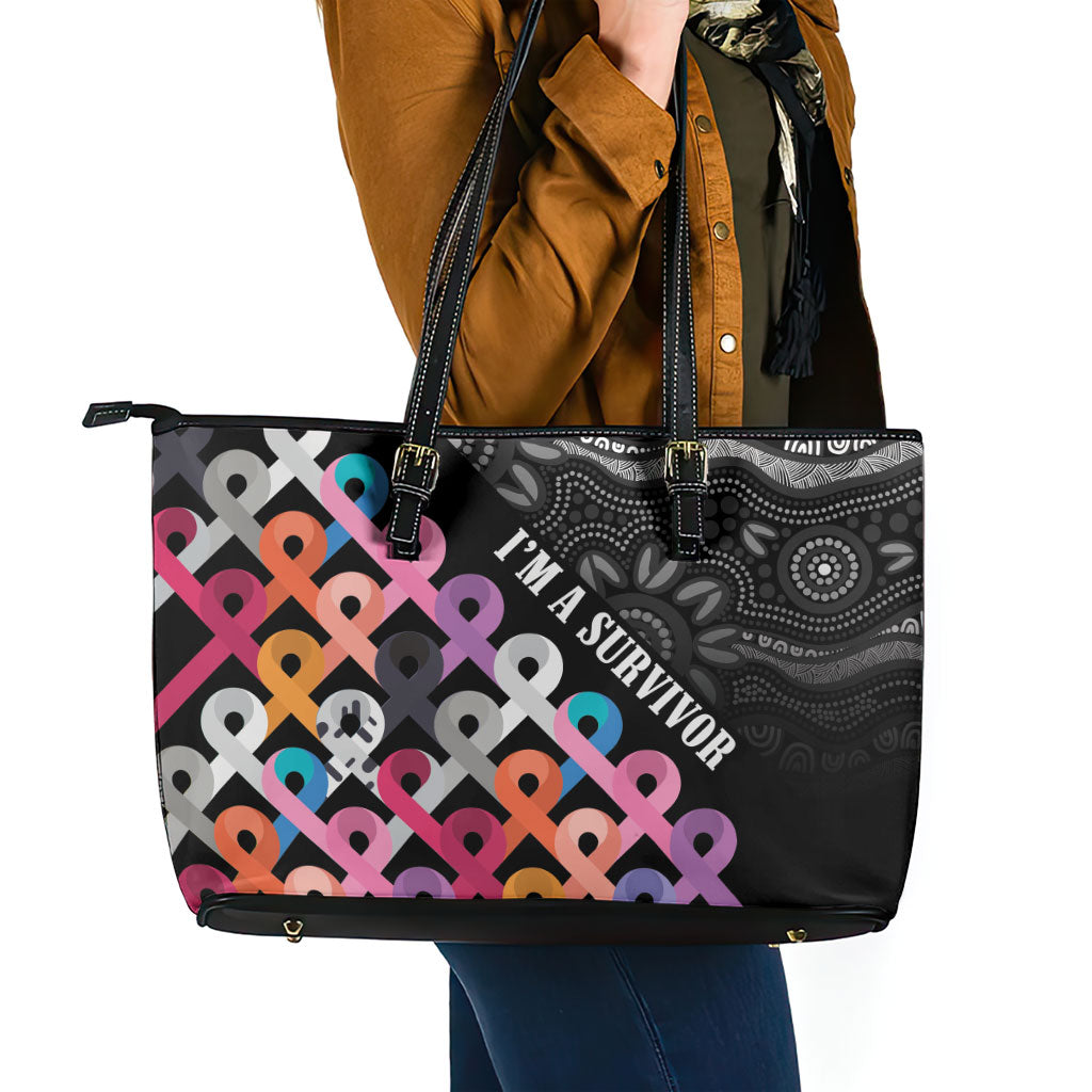 Australia Cancer Survivor Leather Tote Bag I’m A Survivor All Cancer