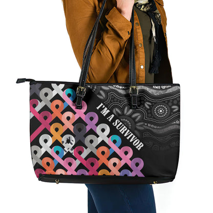Australia Cancer Survivor Leather Tote Bag I’m A Survivor All Cancer