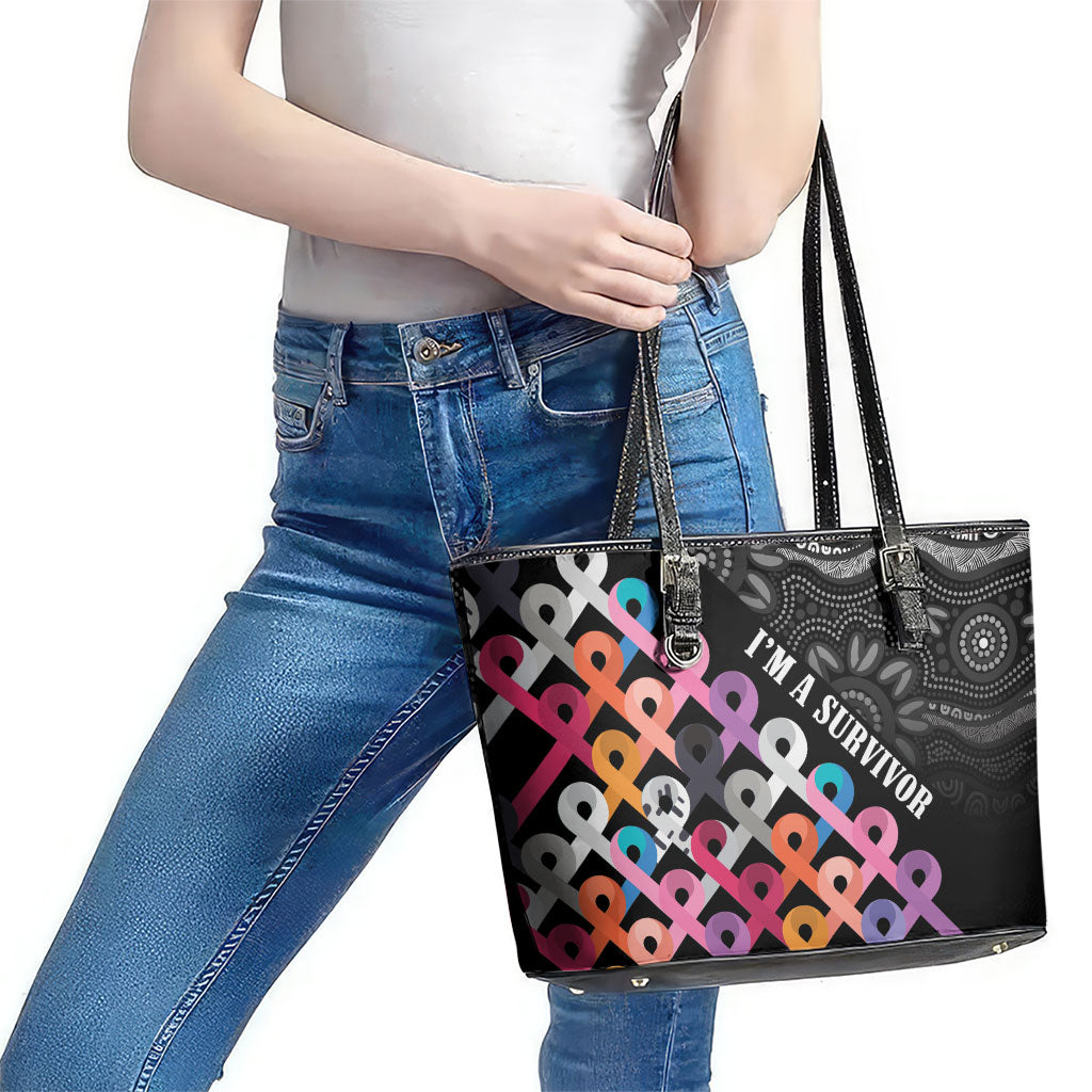 Australia Cancer Survivor Leather Tote Bag I’m A Survivor All Cancer
