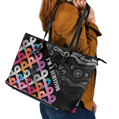 Australia Cancer Survivor Leather Tote Bag I’m A Survivor All Cancer