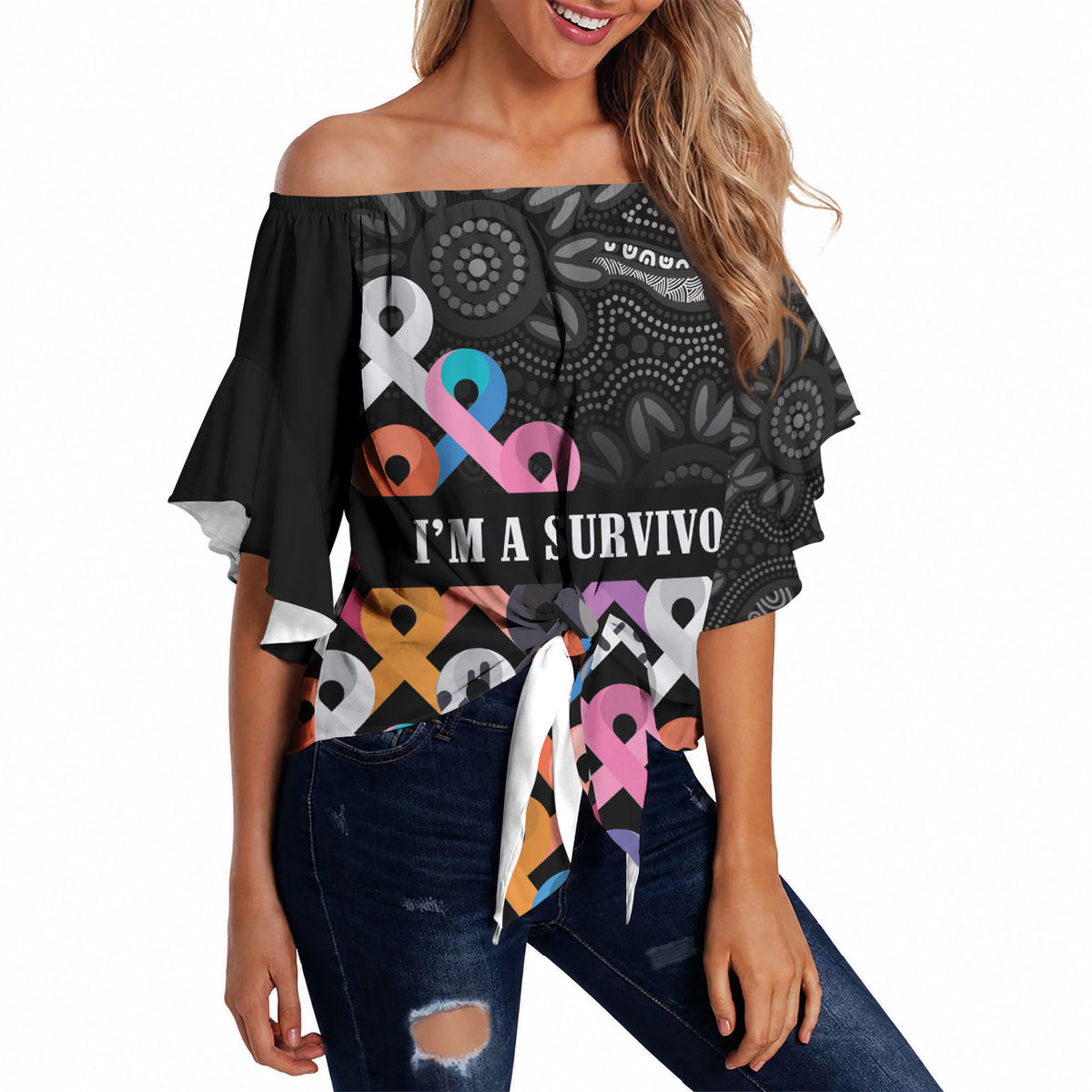 Australia Cancer Survivor Personalised Off Shoulder Wrap Waist Top I’m A Survivor All Cancer
