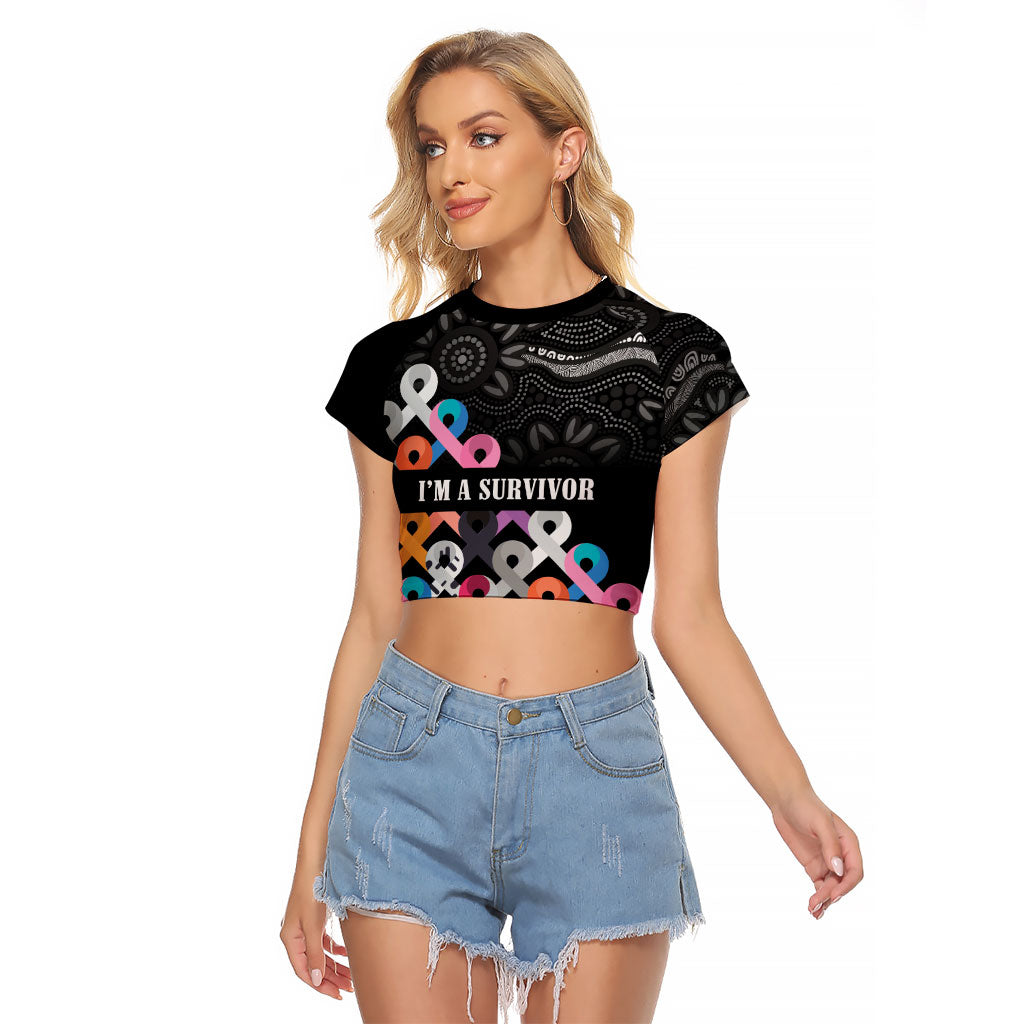 Australia Cancer Survivor Personalised Raglan Cropped T Shirt I’m A Survivor All Cancer