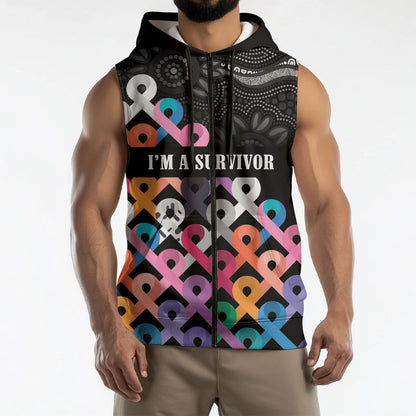 Australia Cancer Survivor Personalised Sleeveless Zip Hoodie I’m A Survivor All Cancer