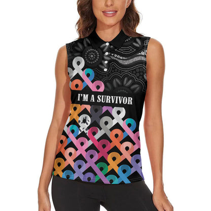 Australia Cancer Survivor Personalised Women Sleeveless Polo Shirt I’m A Survivor All Cancer