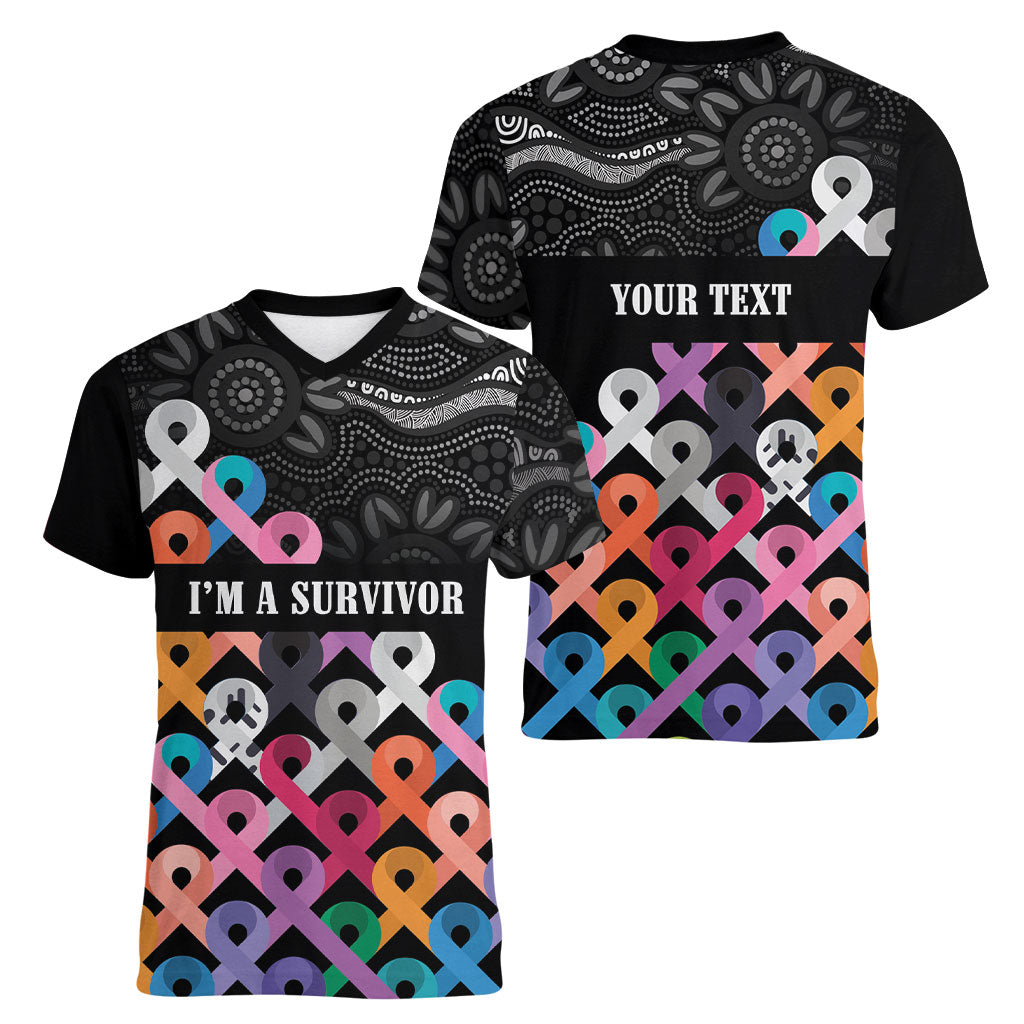 Australia Cancer Survivor Personalised Women V-Neck T-Shirt I’m A Survivor All Cancer