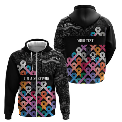 Australia Cancer Survivor Personalised Zip Hoodie I’m A Survivor All Cancer