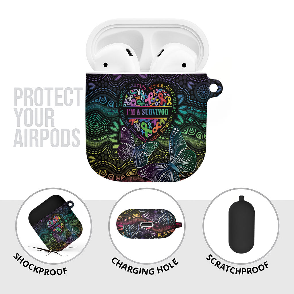 Australia Cancer Survivor AirPods Case I’m A Survivor Ribbon Heart