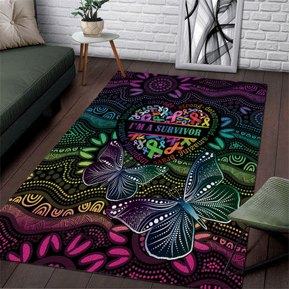 Australia Cancer Survivor Area Rug I’m A Survivor Ribbon Heart
