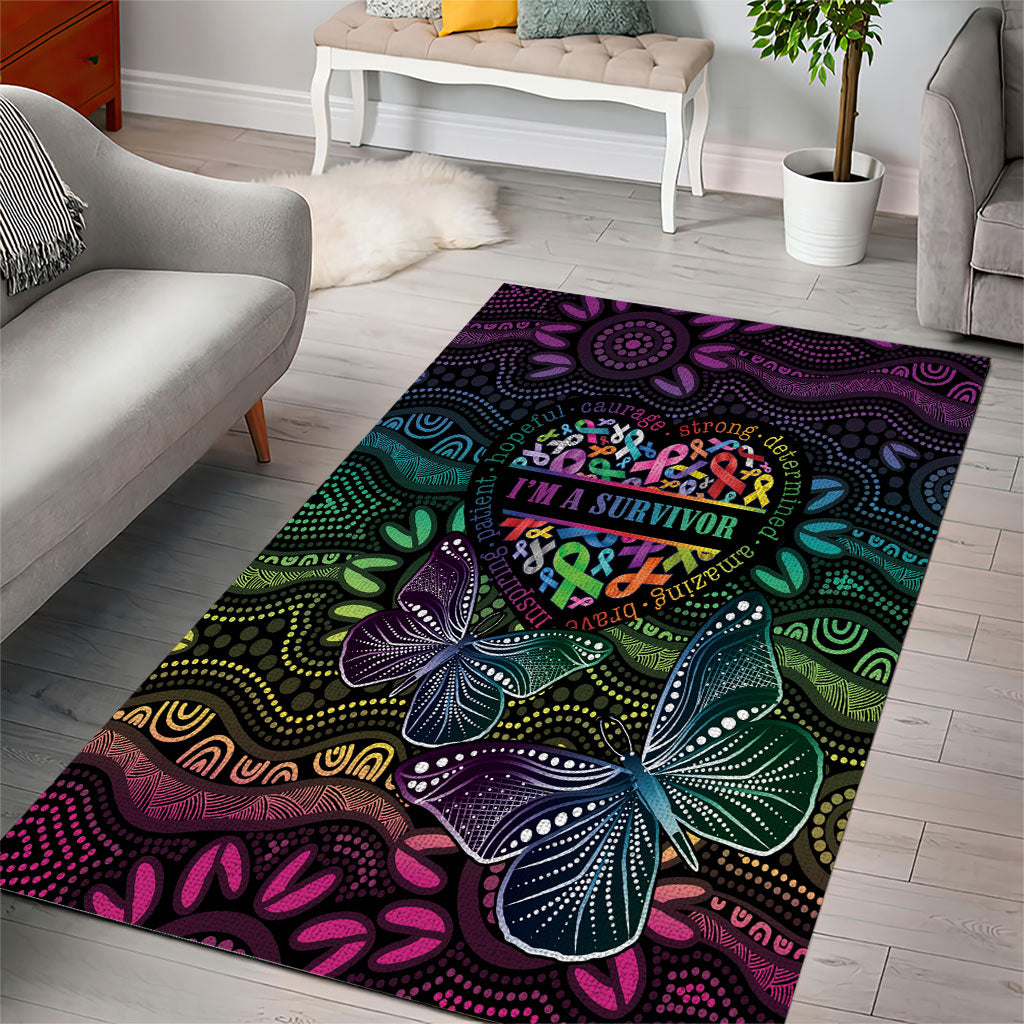 Australia Cancer Survivor Area Rug I’m A Survivor Ribbon Heart