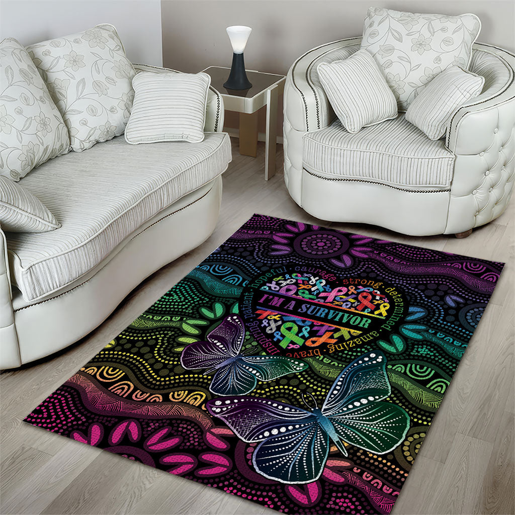 Australia Cancer Survivor Area Rug I’m A Survivor Ribbon Heart