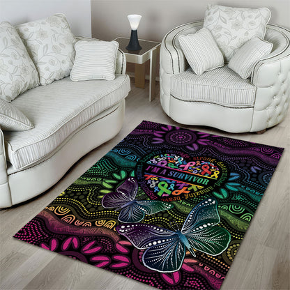 Australia Cancer Survivor Area Rug I’m A Survivor Ribbon Heart