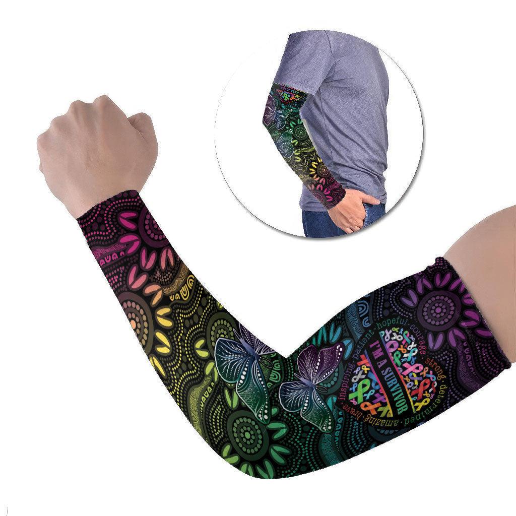 Australia Cancer Survivor Personalised Arm Sleeves I’m A Survivor Ribbon Heart