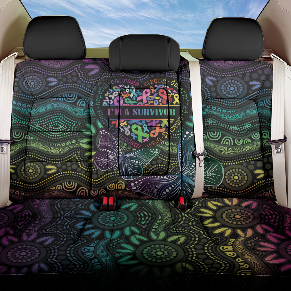 Australia Cancer Survivor Back Car Seat Cover I’m A Survivor Ribbon Heart
