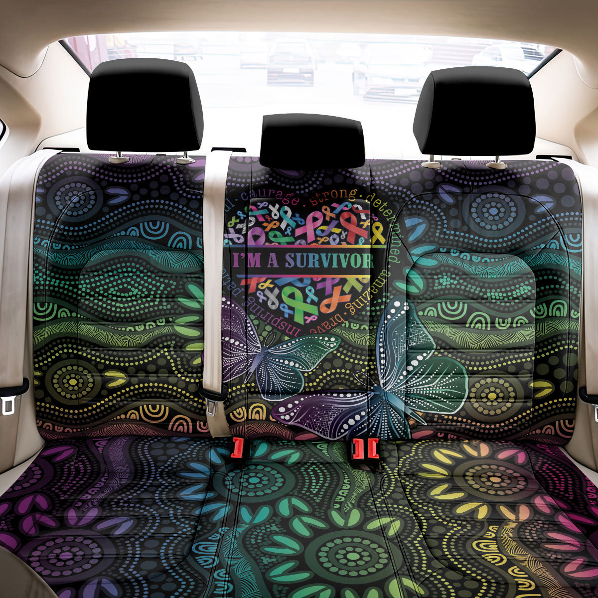 Australia Cancer Survivor Back Car Seat Cover I’m A Survivor Ribbon Heart