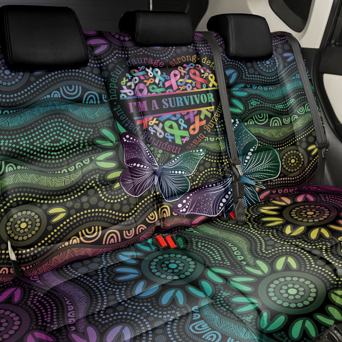 Australia Cancer Survivor Back Car Seat Cover I’m A Survivor Ribbon Heart