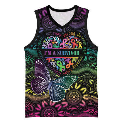 Australia Cancer Survivor Personalised Basketball Jersey I’m A Survivor Ribbon Heart