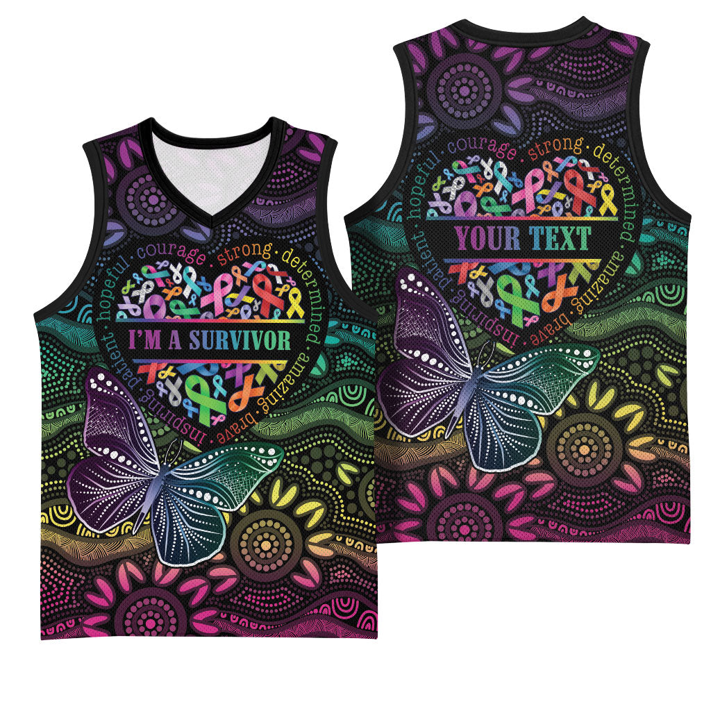 Australia Cancer Survivor Personalised Basketball Jersey I’m A Survivor Ribbon Heart