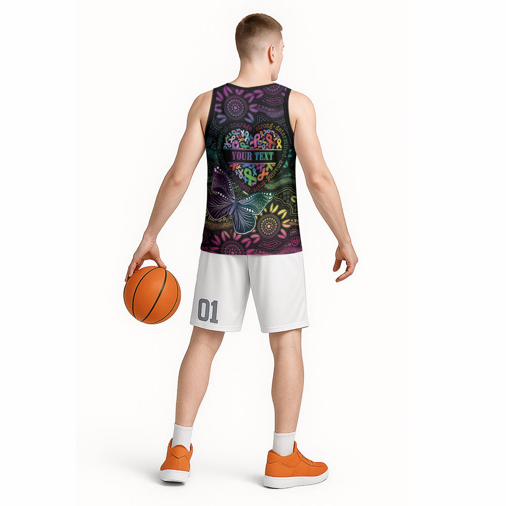 Australia Cancer Survivor Personalised Basketball Jersey I’m A Survivor Ribbon Heart