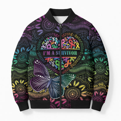 Australia Cancer Survivor Personalised Bomber Puffer Jacket I’m A Survivor Ribbon Heart