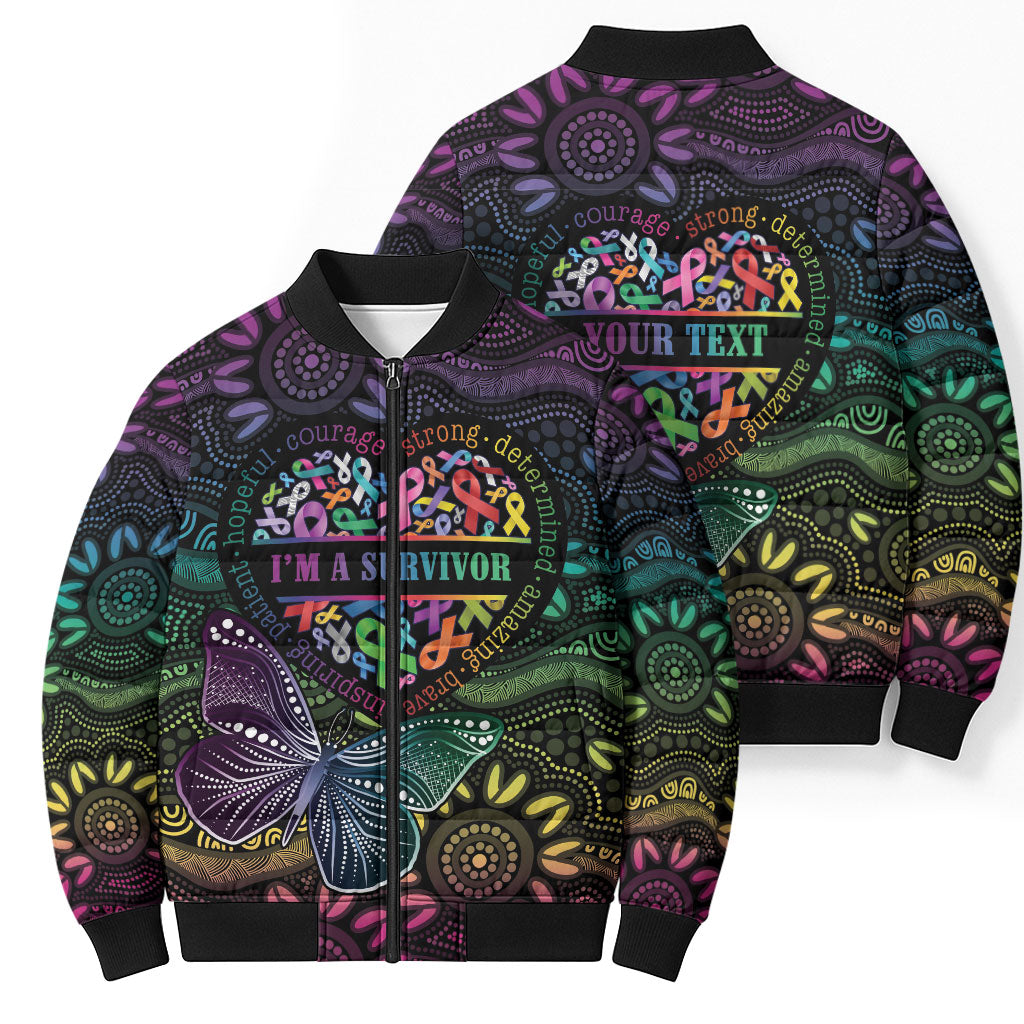Australia Cancer Survivor Personalised Bomber Puffer Jacket I’m A Survivor Ribbon Heart