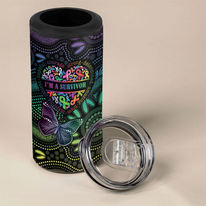 Australia Cancer Survivor Personalised 4 in 1 Can Cooler Tumbler I’m A Survivor Ribbon Heart