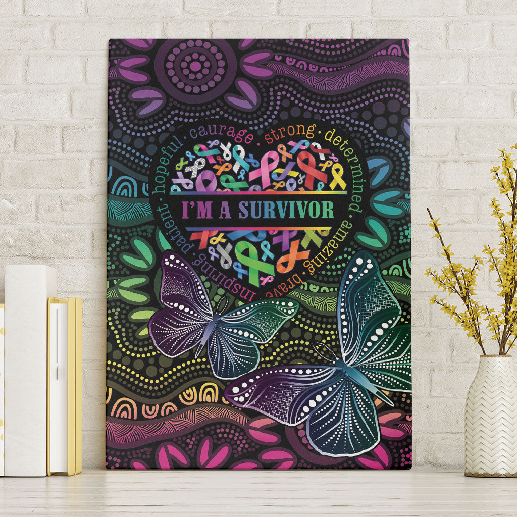 Australia Cancer Survivor Canvas Wall Art I’m A Survivor Ribbon Heart