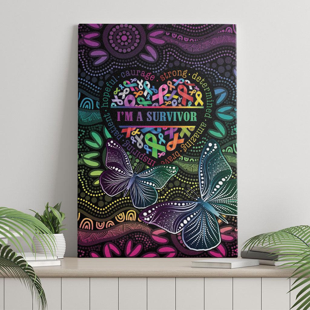 Australia Cancer Survivor Canvas Wall Art I’m A Survivor Ribbon Heart