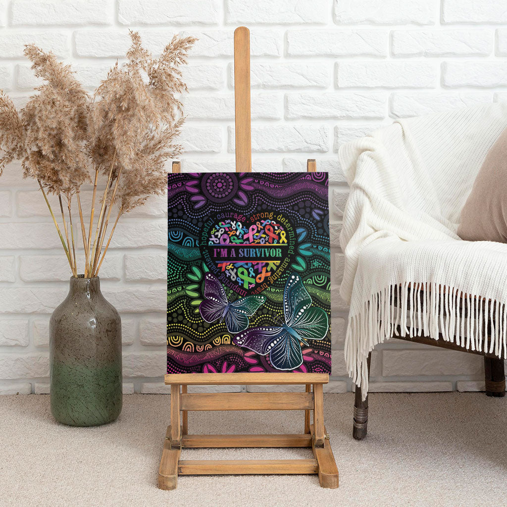 Australia Cancer Survivor Canvas Wall Art I’m A Survivor Ribbon Heart