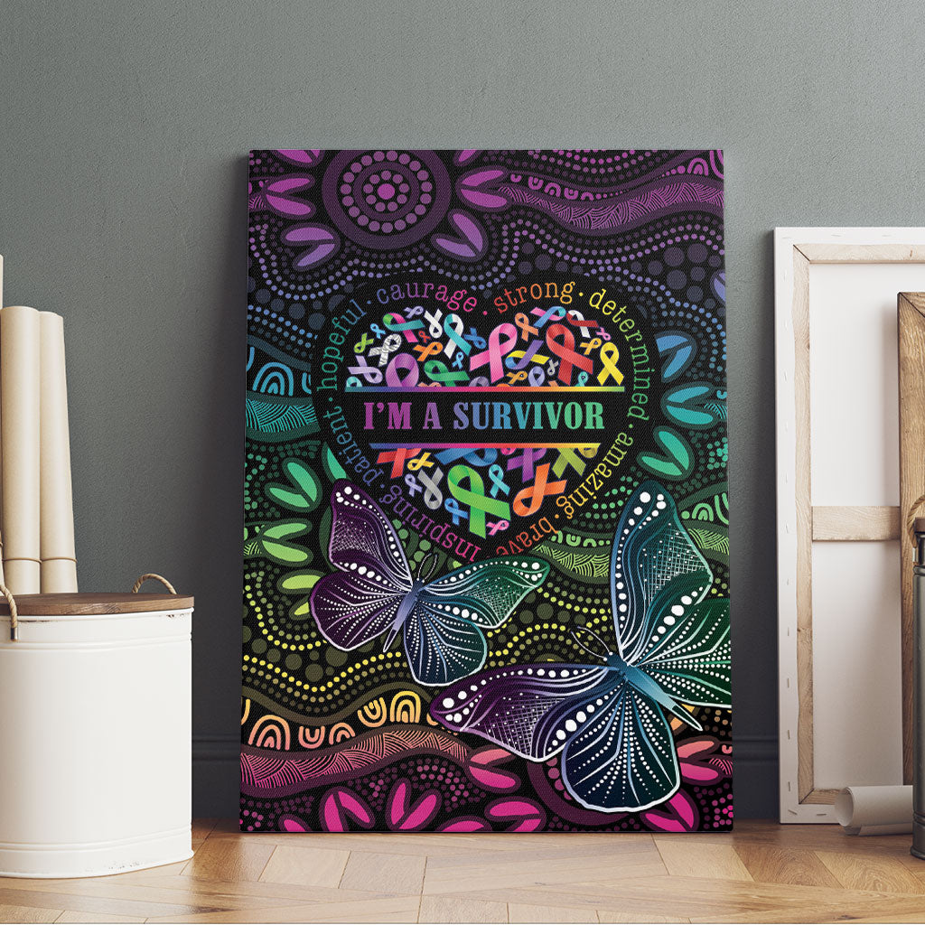 Australia Cancer Survivor Canvas Wall Art I’m A Survivor Ribbon Heart