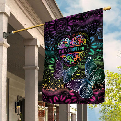 Australia Cancer Survivor Garden Flag I’m A Survivor Ribbon Heart
