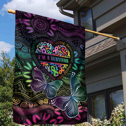 Australia Cancer Survivor Garden Flag I’m A Survivor Ribbon Heart