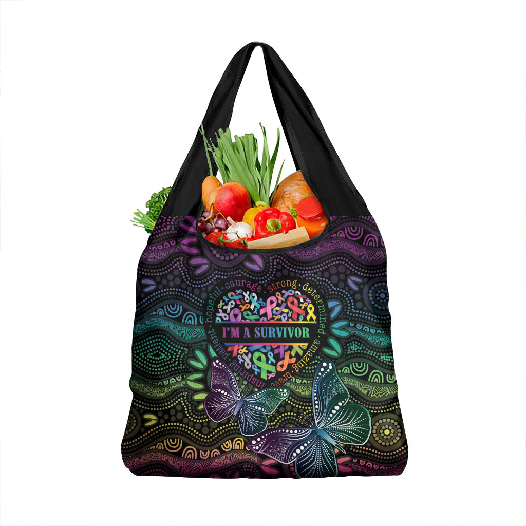 Australia Cancer Survivor Grocery Bag I’m A Survivor Ribbon Heart
