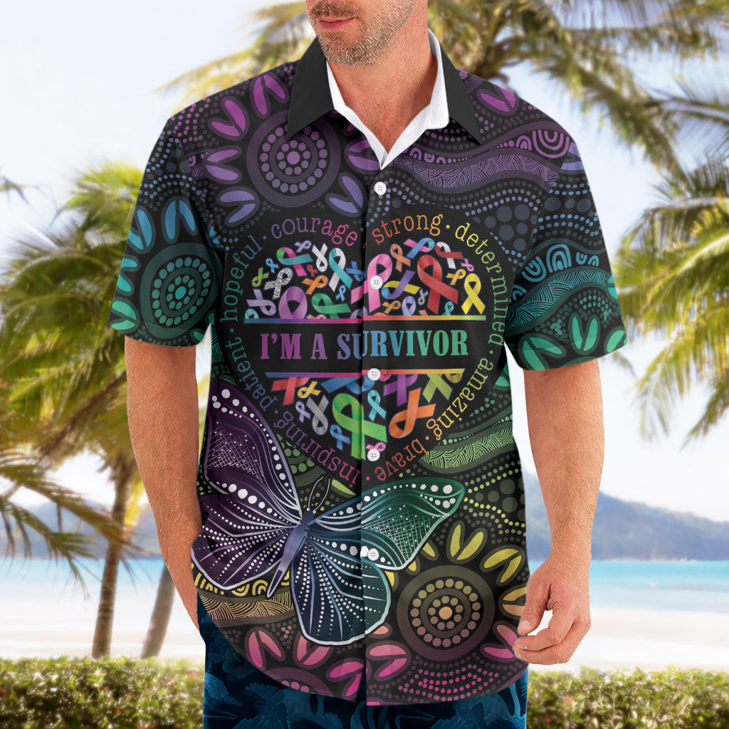 Australia Cancer Survivor Personalised Hawaiian Shirt I’m A Survivor Ribbon Heart