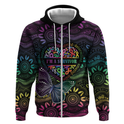 Australia Cancer Survivor Personalised Hoodie I’m A Survivor Ribbon Heart