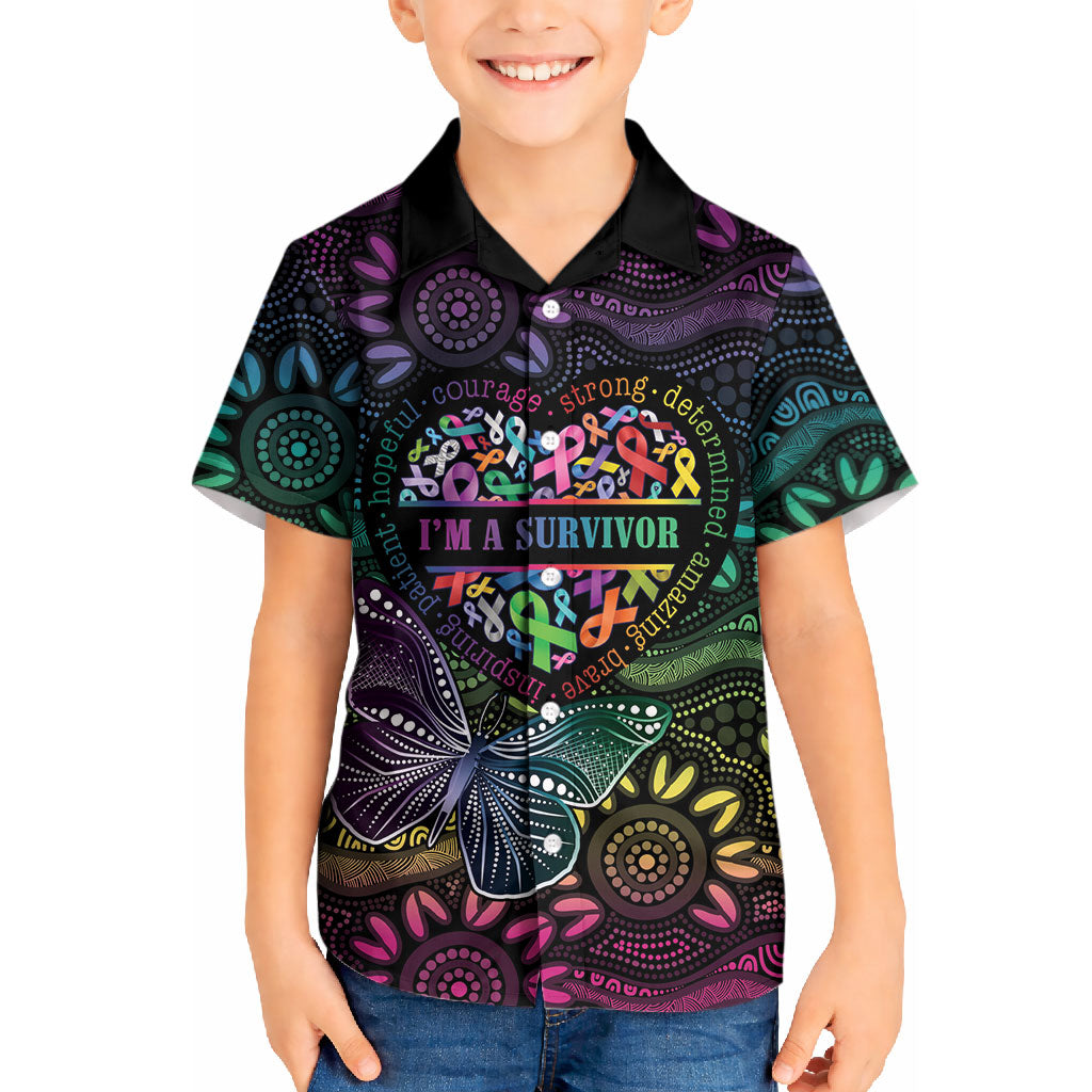 Australia Cancer Survivor Personalised Kid Hawaiian Shirt I’m A Survivor Ribbon Heart
