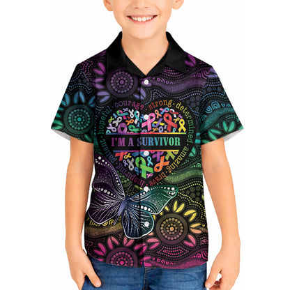 Australia Cancer Survivor Personalised Kid Hawaiian Shirt I’m A Survivor Ribbon Heart