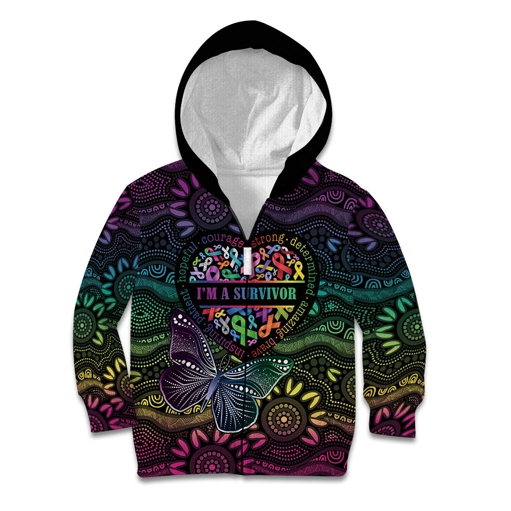Australia Cancer Survivor Personalised Kid Hoodie I’m A Survivor Ribbon Heart