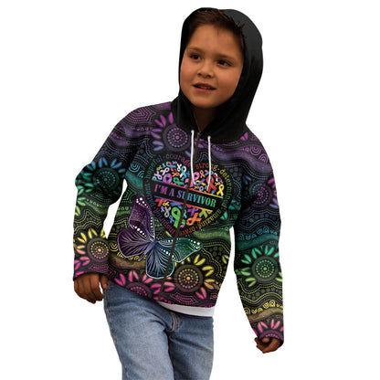 Australia Cancer Survivor Personalised Kid Hoodie I’m A Survivor Ribbon Heart