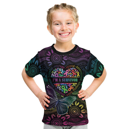 Australia Cancer Survivor Personalised Kid T Shirt I’m A Survivor Ribbon Heart