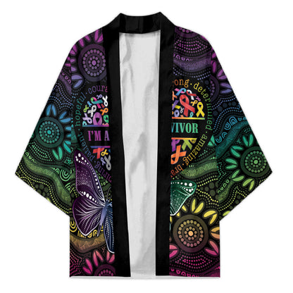 Australia Cancer Survivor Personalised Kimono I’m A Survivor Ribbon Heart