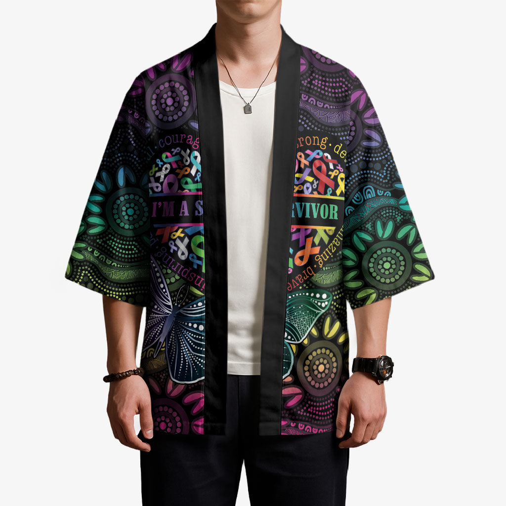 Australia Cancer Survivor Personalised Kimono I’m A Survivor Ribbon Heart