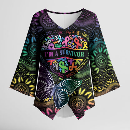 Australia Cancer Survivor Personalised Kimono Sleeve Blouse I’m A Survivor Ribbon Heart